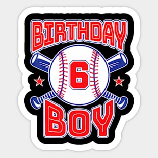 6Th Birthday Baseball Big Number Six 6 Year Old Boy Girl Sticker